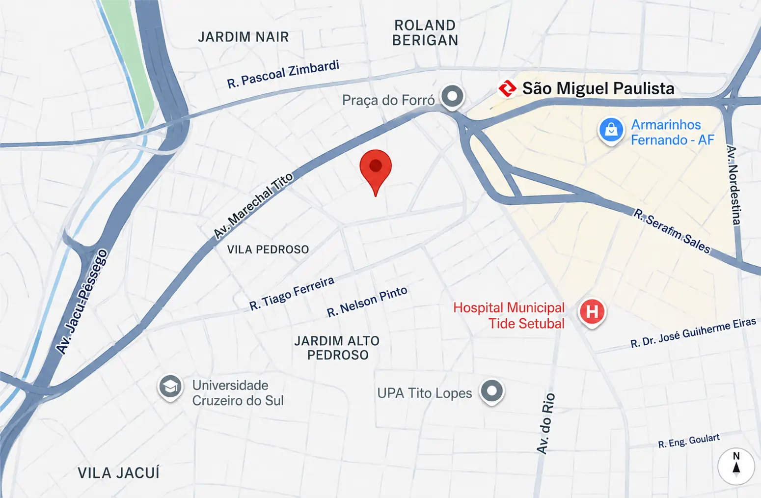 Mapa de localização da UZIL, Rua João Honorato Pedroso, 129, São Miguel Paulista, São Paulo